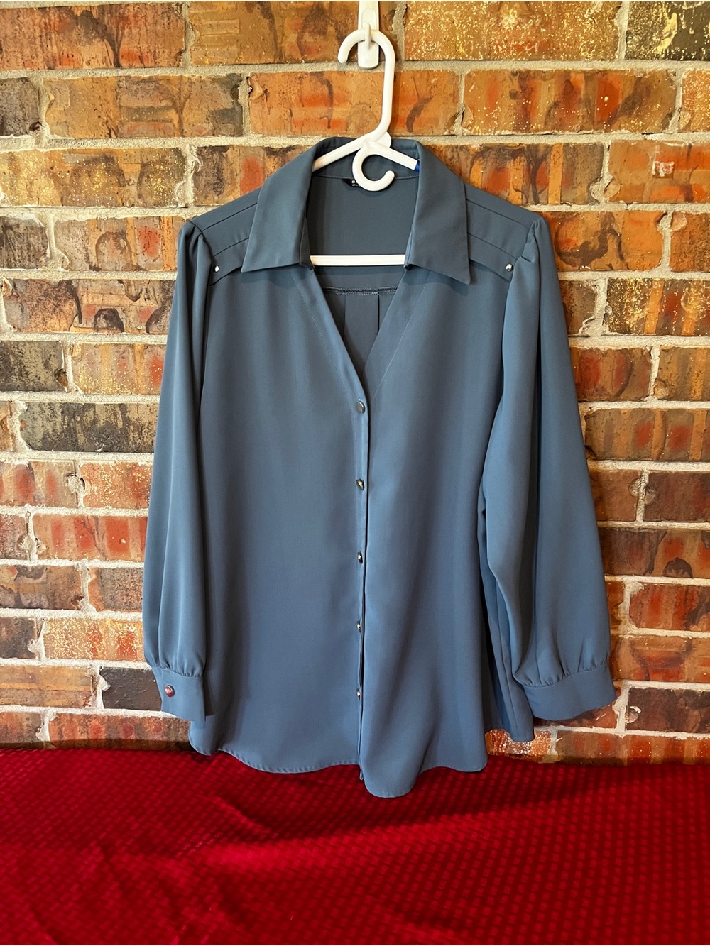 Bloomchic Women’s Blue Button Up Long Sleeve Blouse Size:14-16